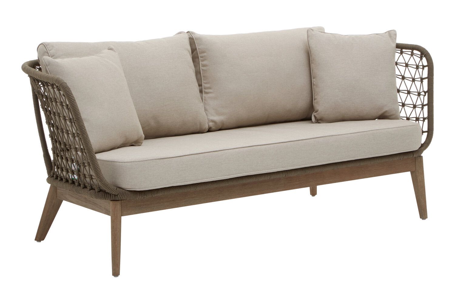 Image of Opus Grey Woven Rope Three Seater Sofa with Cushions - Additional