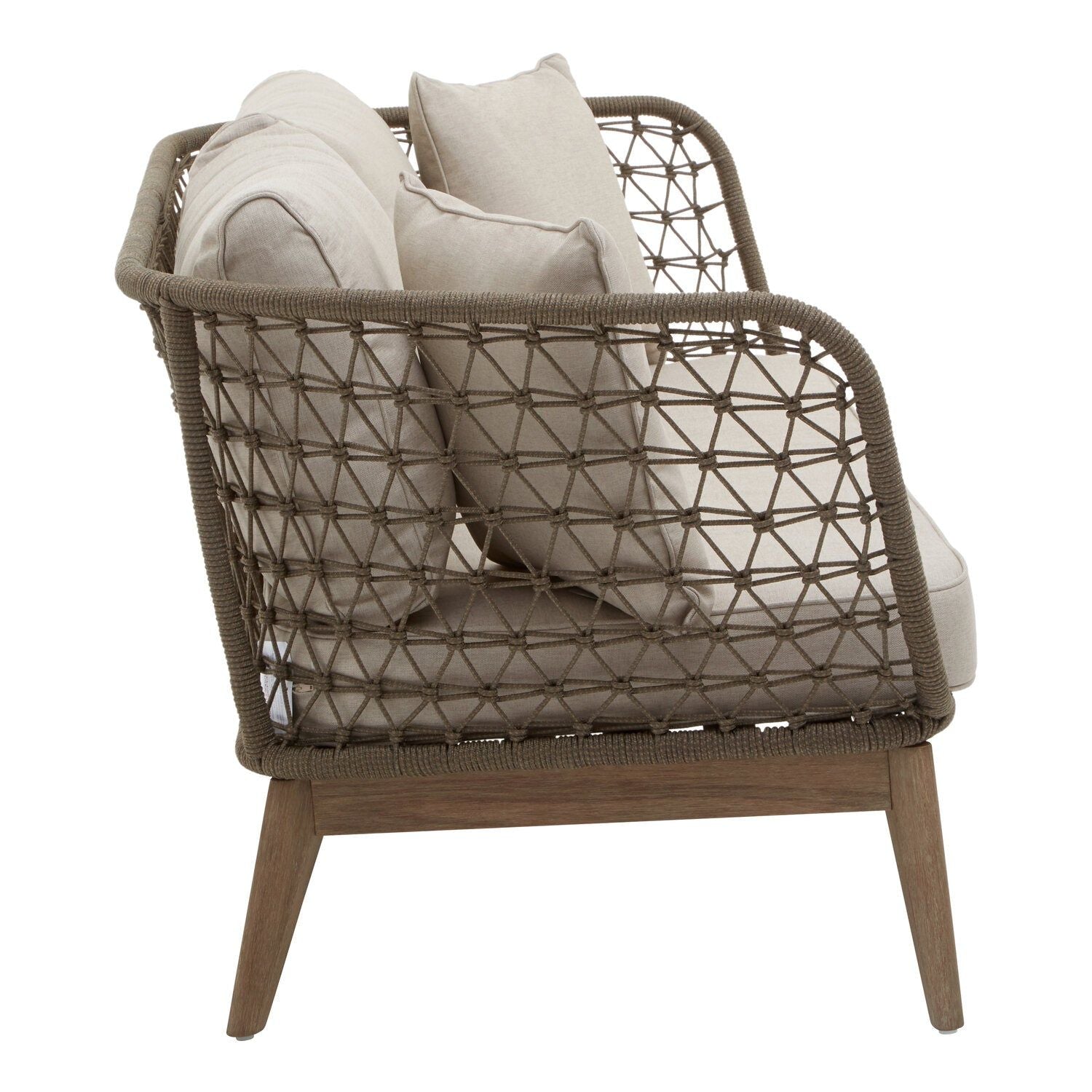 Image of Opus Grey Woven Rope Three Seater Sofa with Cushions - Additional