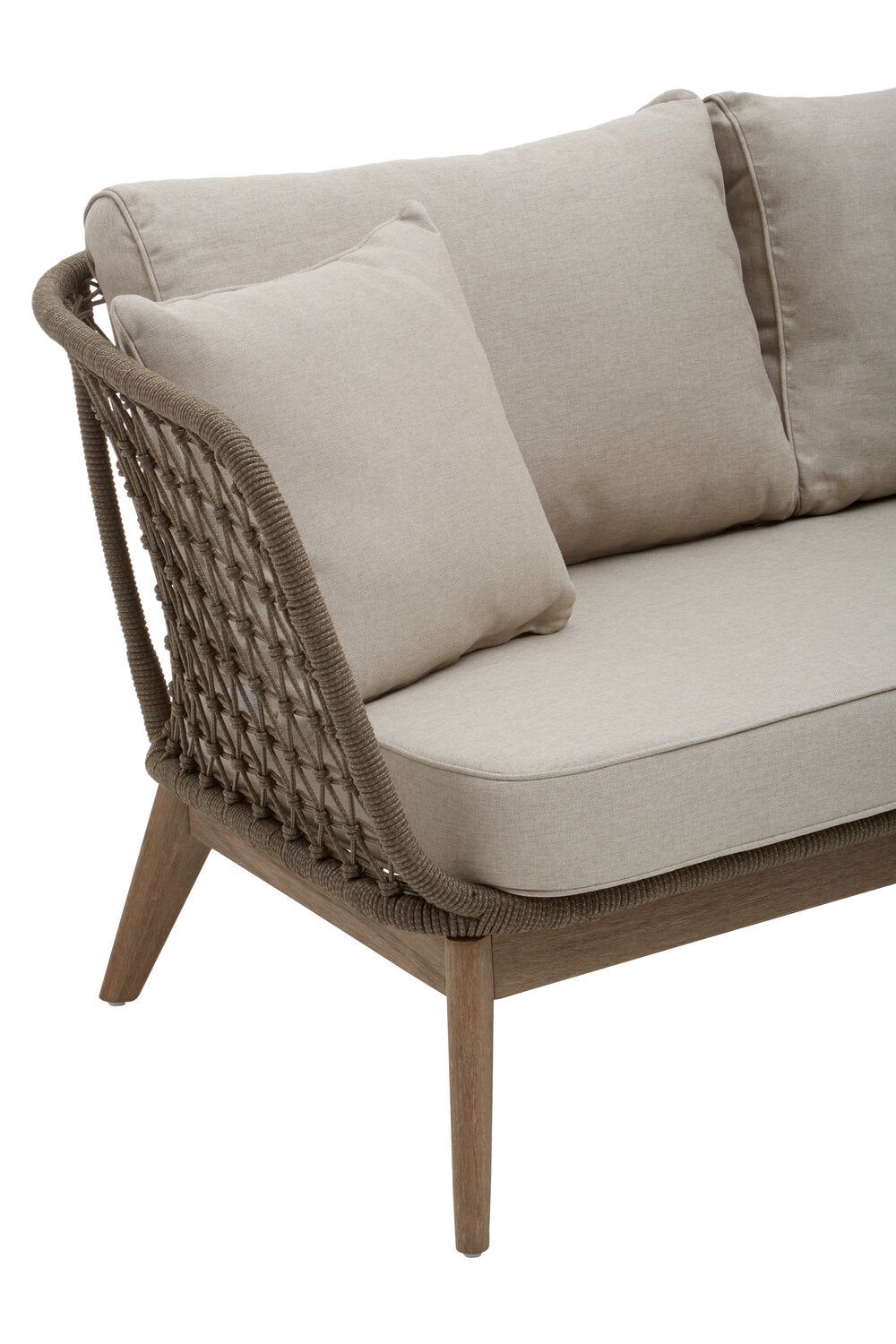Image of Opus Grey Woven Rope Three Seater Sofa with Cushions - Macro