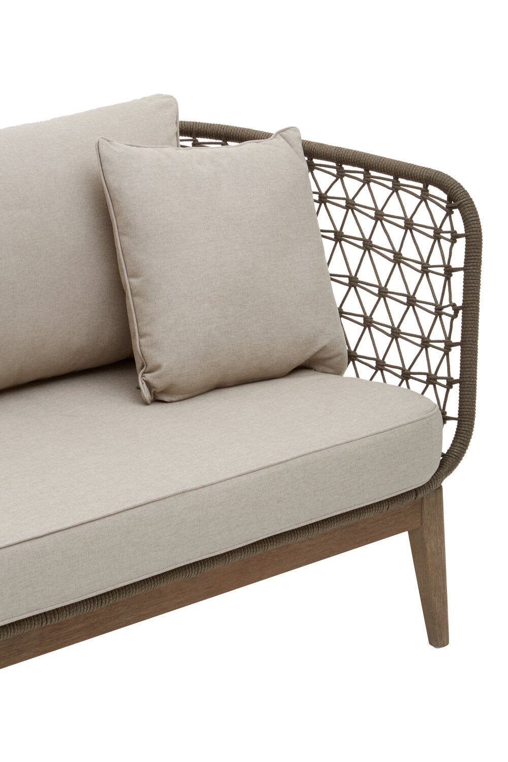 Image of Opus Grey Woven Rope Three Seater Sofa with Cushions - Macro