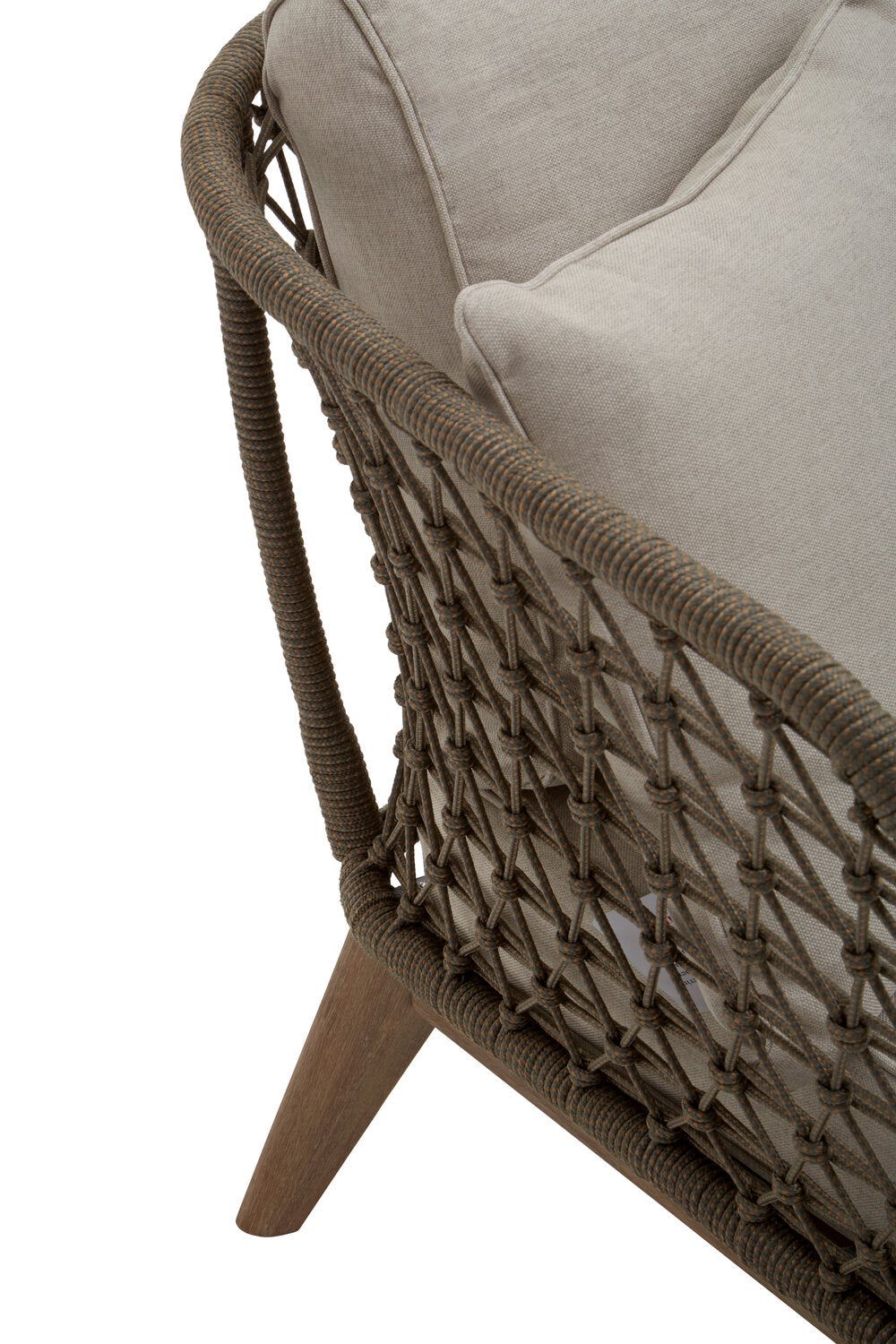 Image of Opus Grey Woven Rope Three Seater Sofa with Cushions - Macro