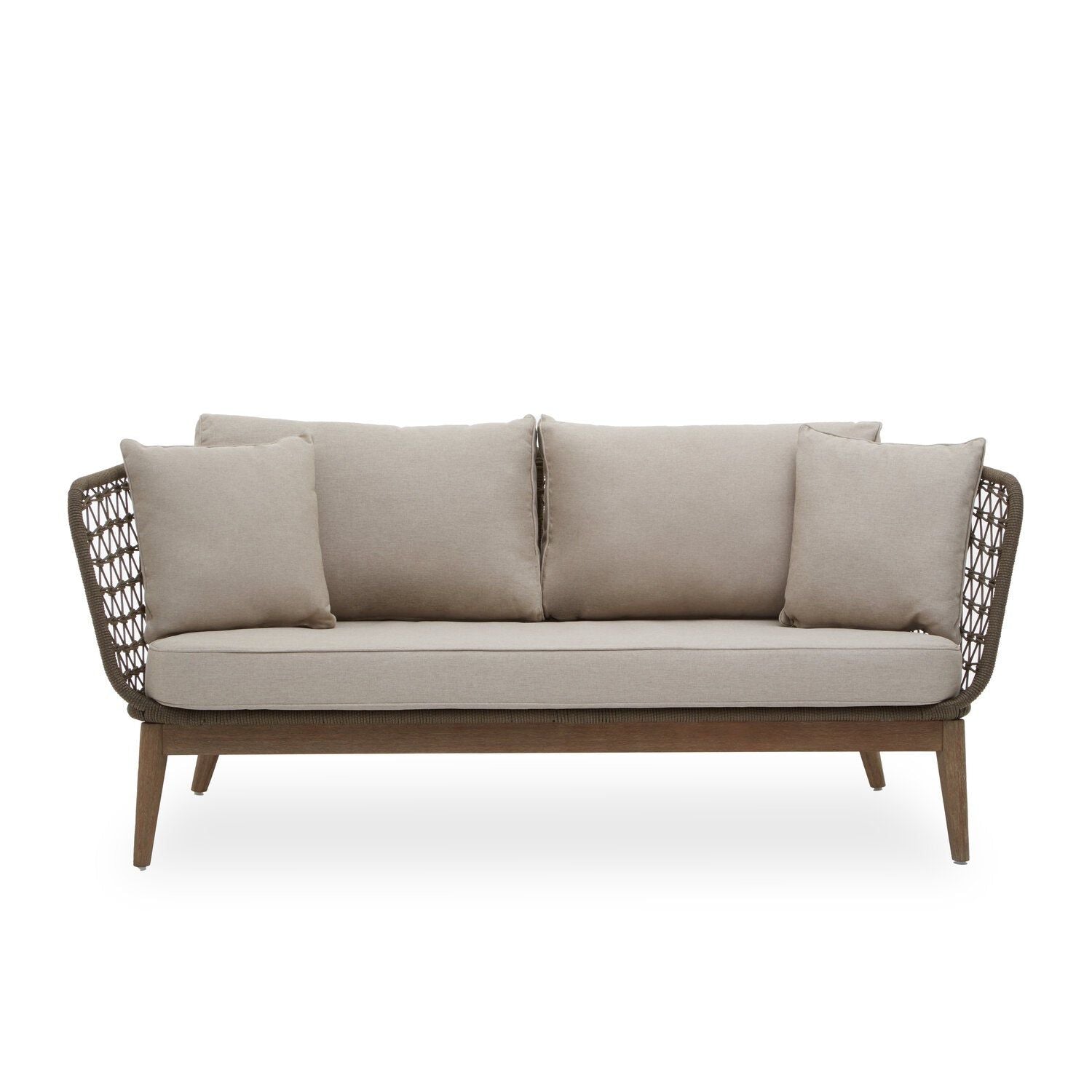Image of Opus Grey Woven Rope Three Seater Sofa with Cushions - Main