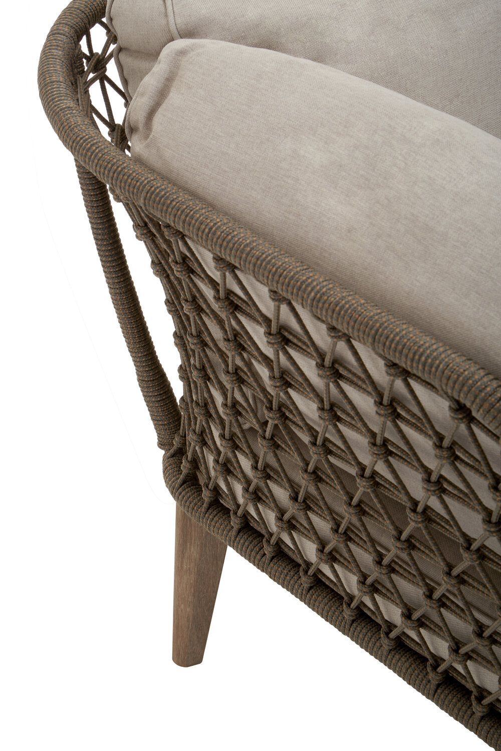 Image of Opus Linen Fabric and Woven Rope 3 Seat Sofa - Macro