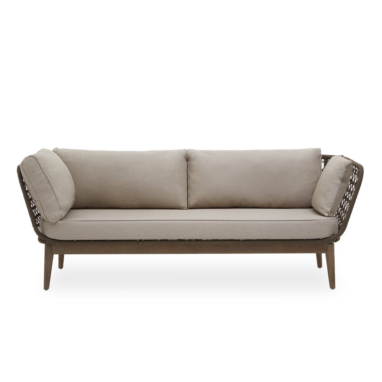 Image of Opus Linen Fabric and Woven Rope 3 Seat Sofa - Main