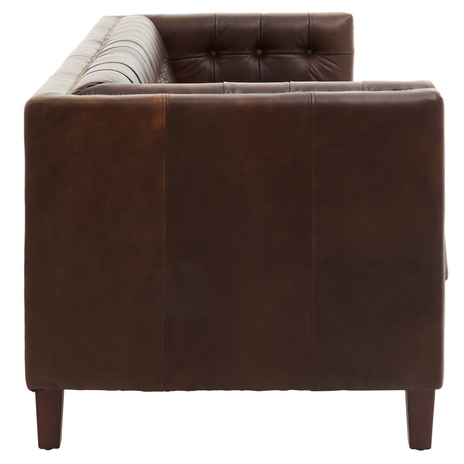 Image of King Three Seater Dark Brown Leather Modern Chesterfield Sofa - Additional