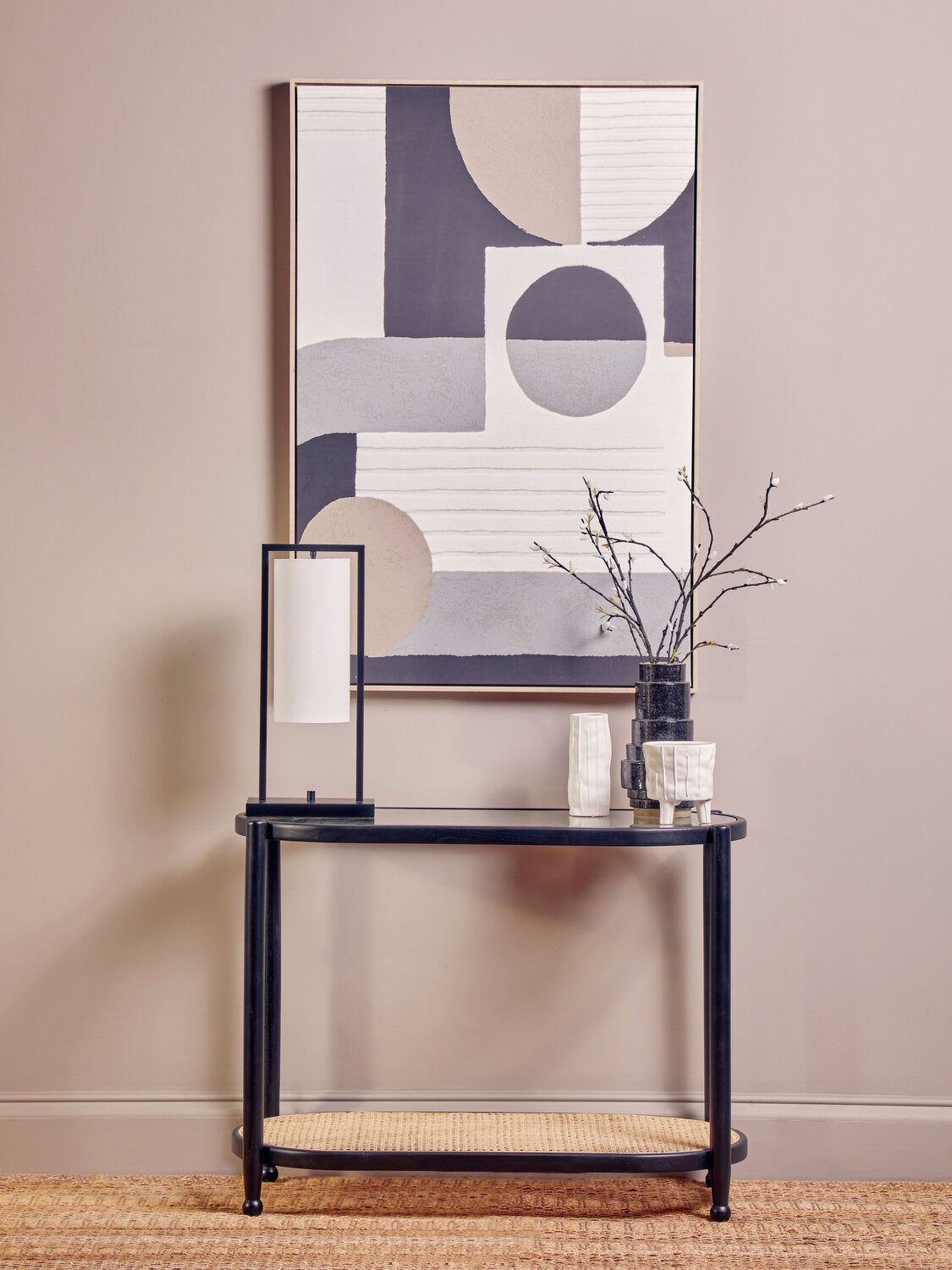 Image of Cebu Rattan and Glass 2 Tier Console Table - Lifestyle