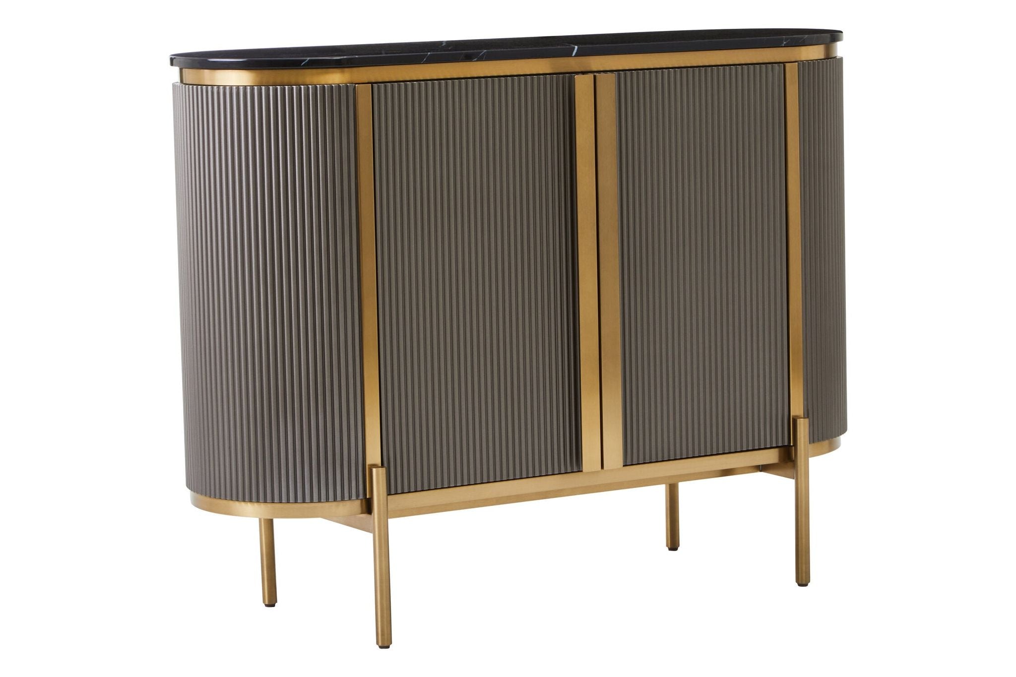 Image of Dervio Grey Two Door Sideboard with Black Marble Top