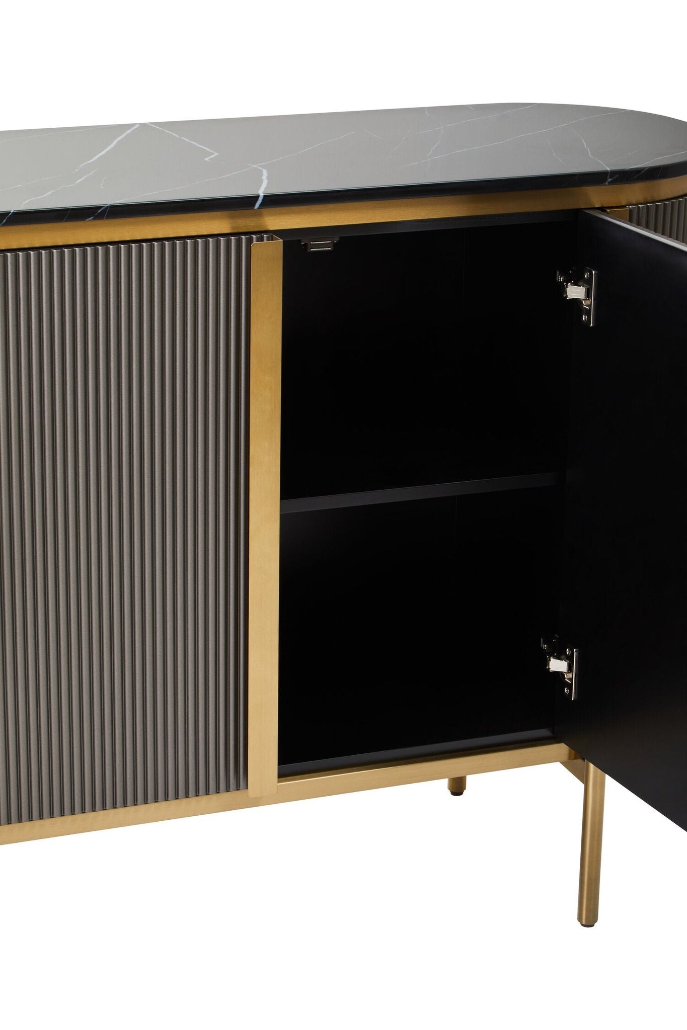 Image of Dervio Grey Two Door Sideboard with Black Marble Top