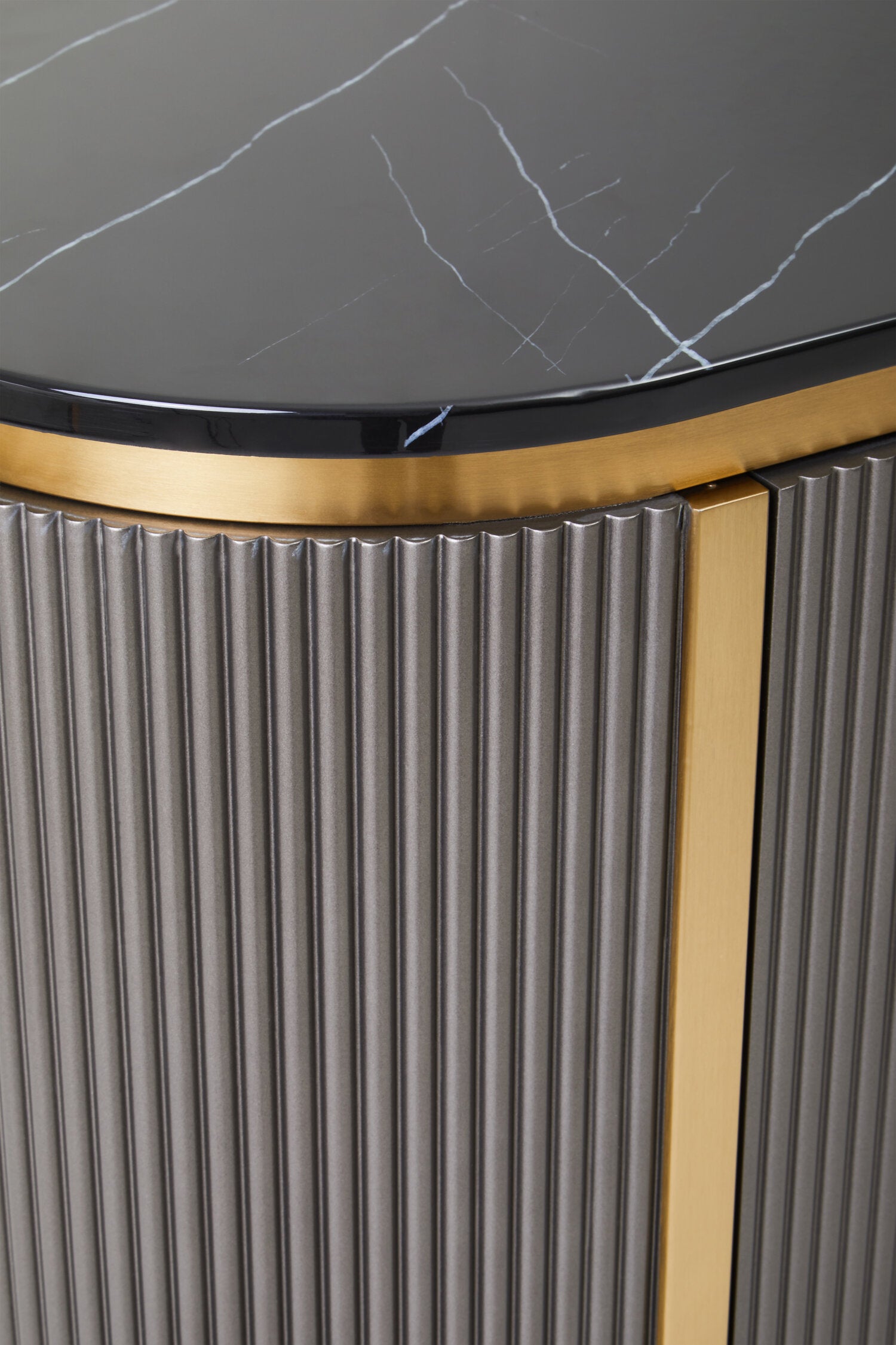 Image of Dervio Grey Two Door Sideboard with Black Marble Top