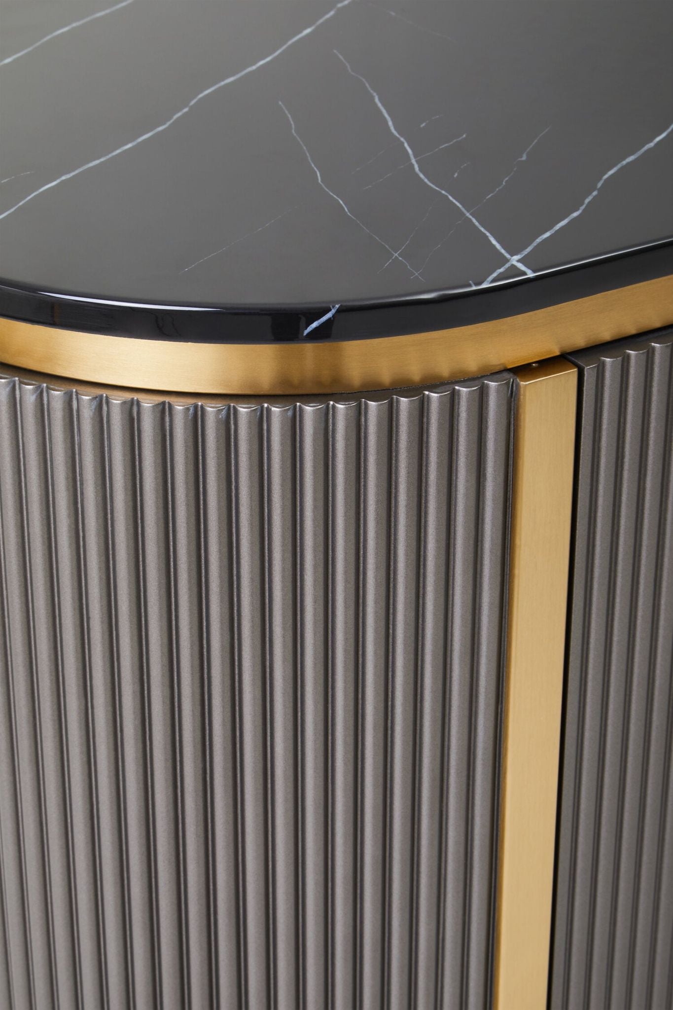 Image of Dervio Grey Two Door Sideboard with Black Marble Top