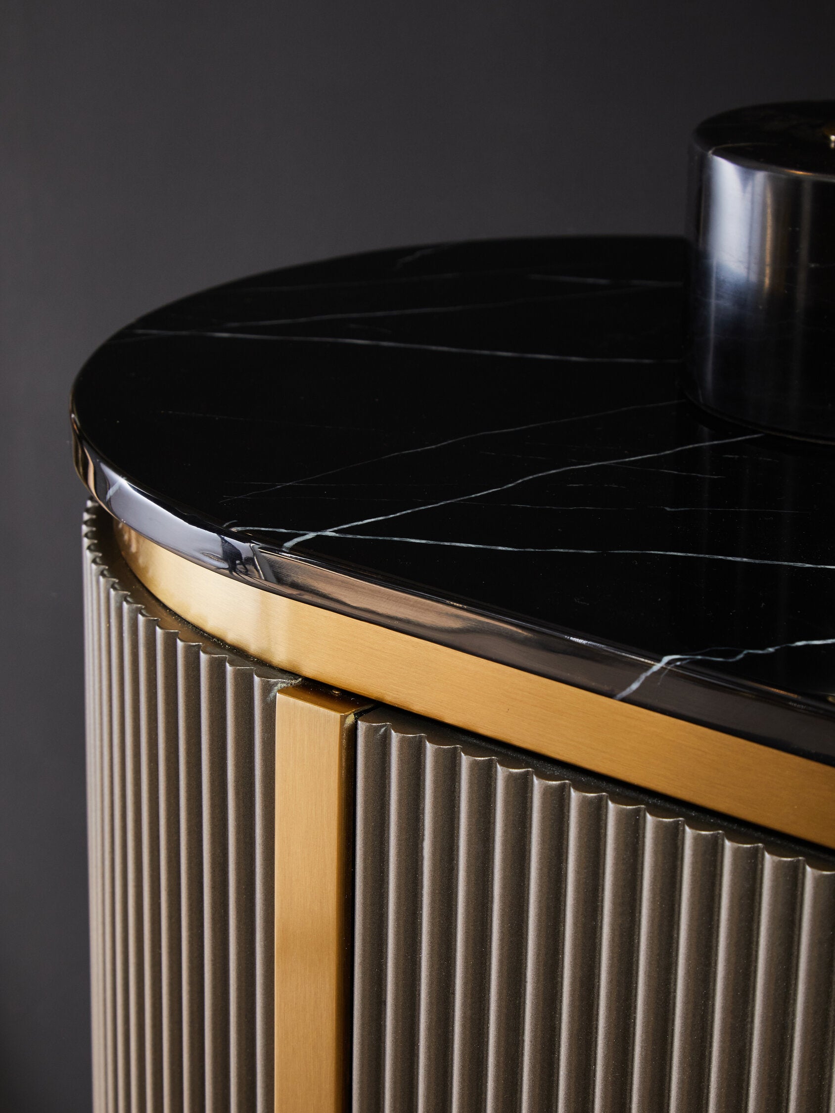 Image of Dervio Grey Two Door Sideboard with Black Marble Top
