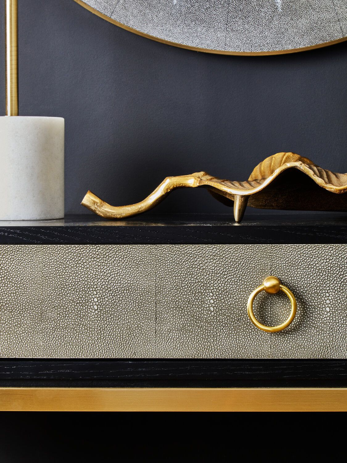 Image of Deruta Shagreen Effect One Drawer Console Table - Lifestyle