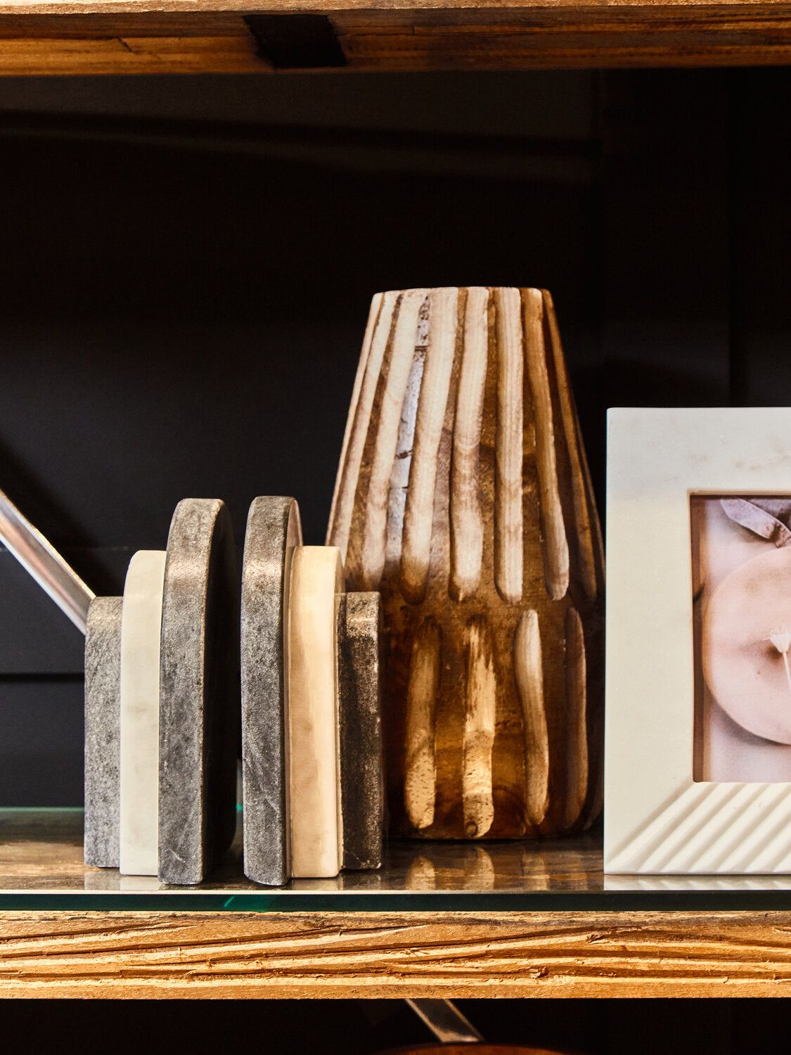 Image of Oxana Black and White Marble Bookends - Lifestyle