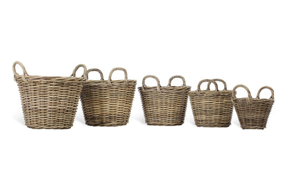 Set of 5 Rattan Log Baskets