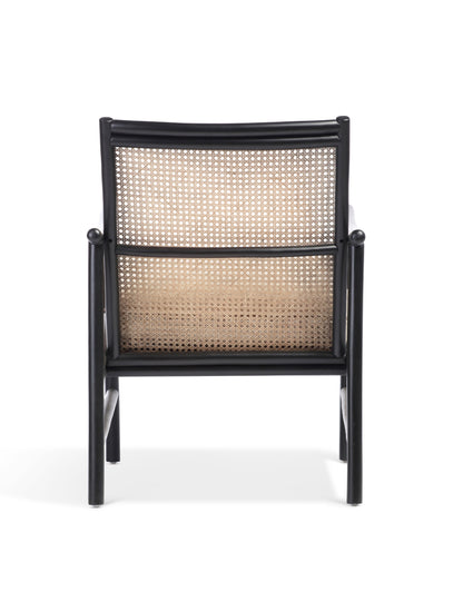 Capri Black Rattan Chair with Boucle Cushion