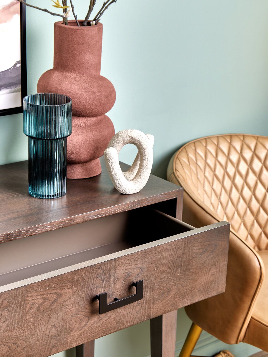 Image of Dimaro Antique Grey Two Drawer Console Table