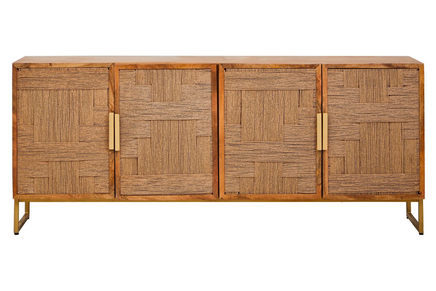 Image of Teora Mango Wood Paper Rope Detail Four Door Sideboard - Main