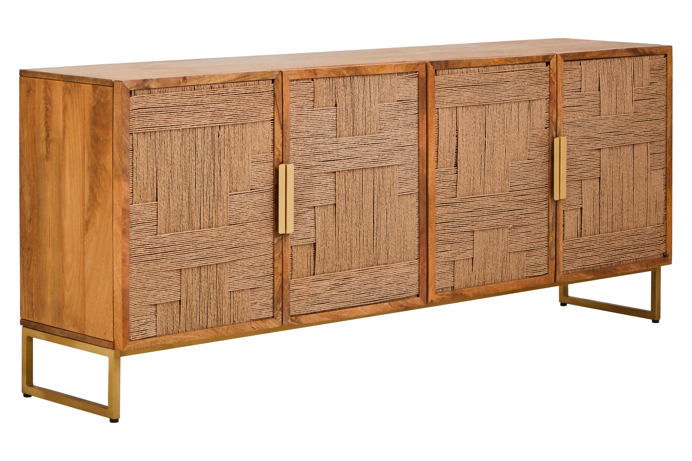 Image of Teora Mango Wood Paper Rope Detail Four Door Sideboard