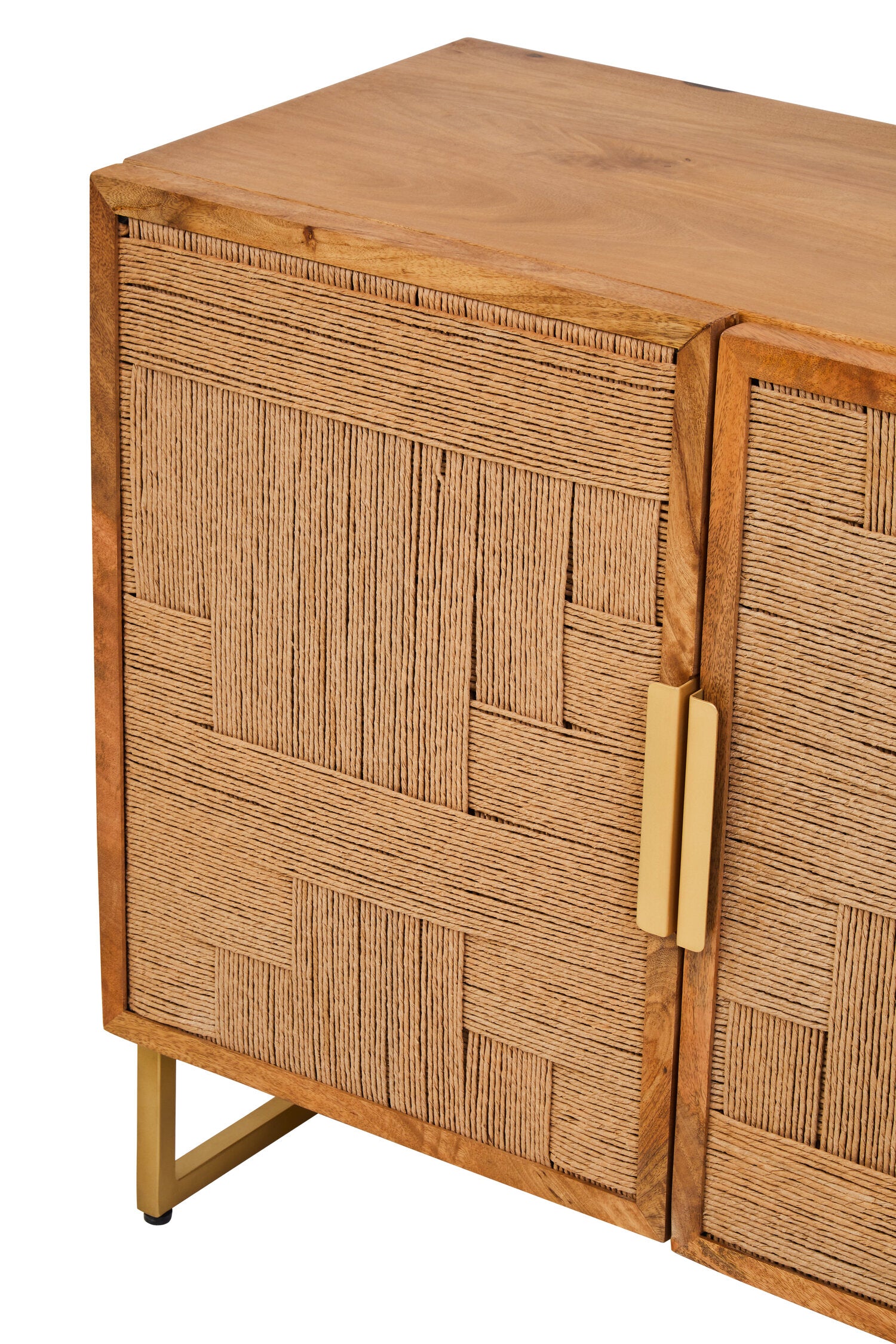 Image of Teora Mango Wood Paper Rope Detail Four Door Sideboard