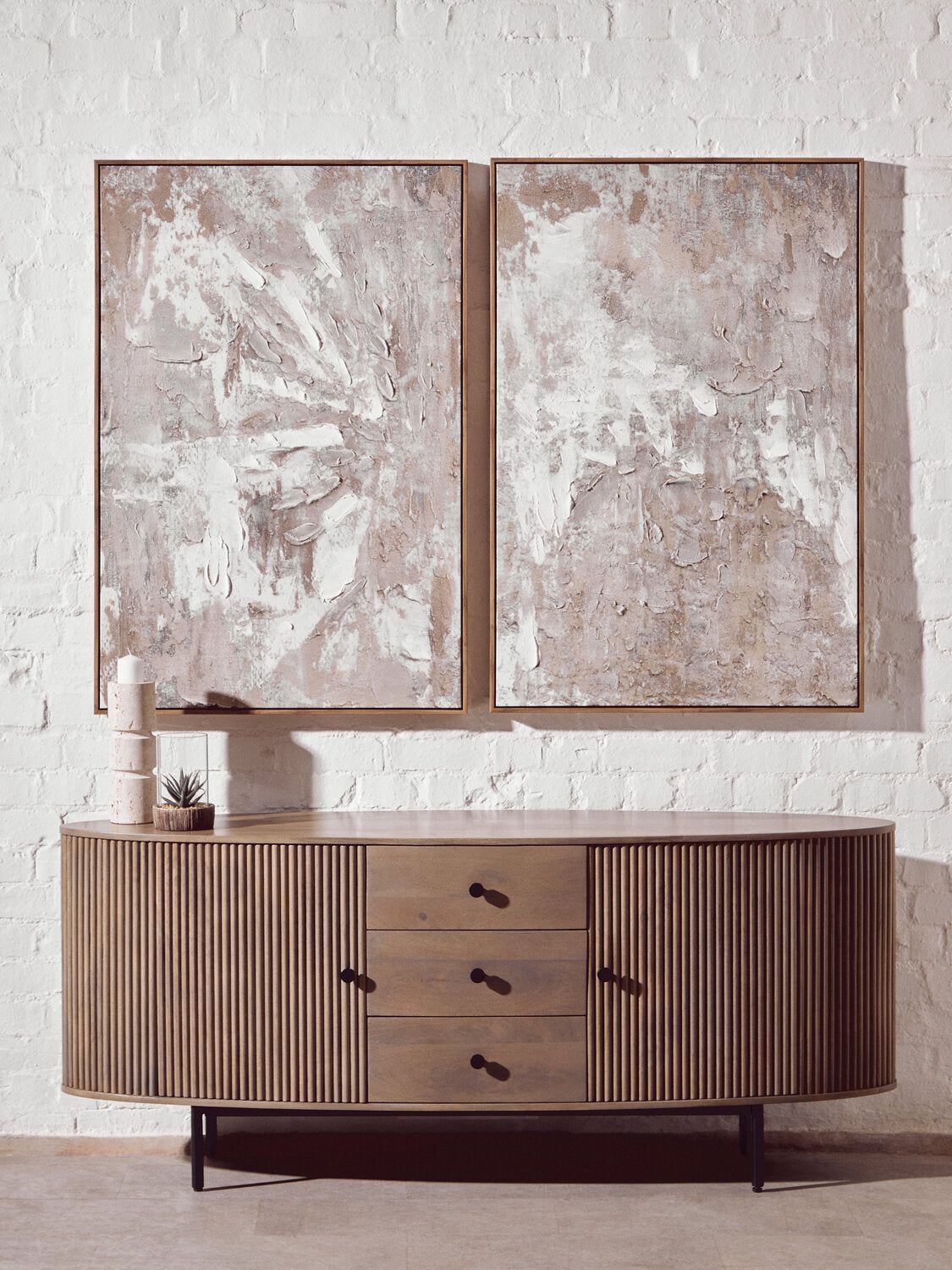 Image of Astratto Set of 2 Neutral Tones Textured Wall Art