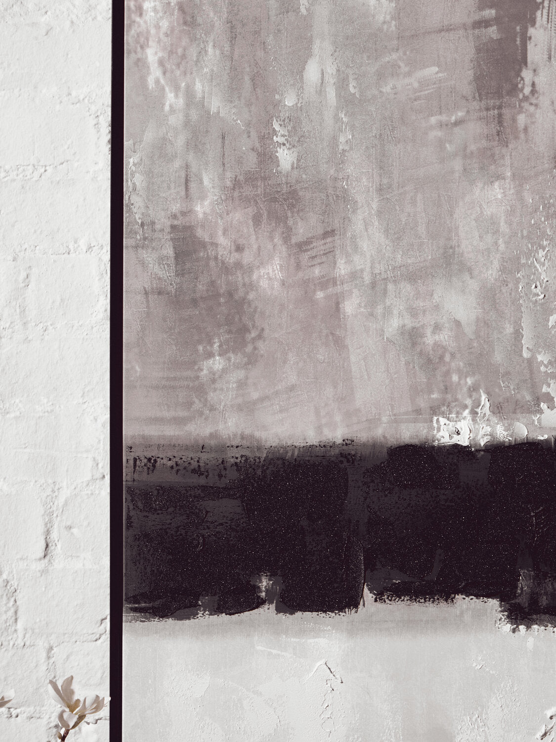 Image of Astratto Monochrome Textured Canvas Wall Art - Lifestyle