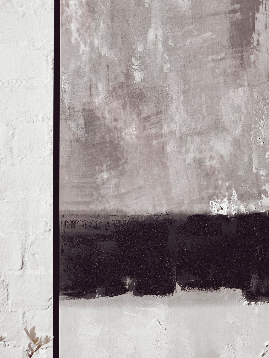 Image of Astratto Monochrome Textured Canvas Wall Art - Lifestyle