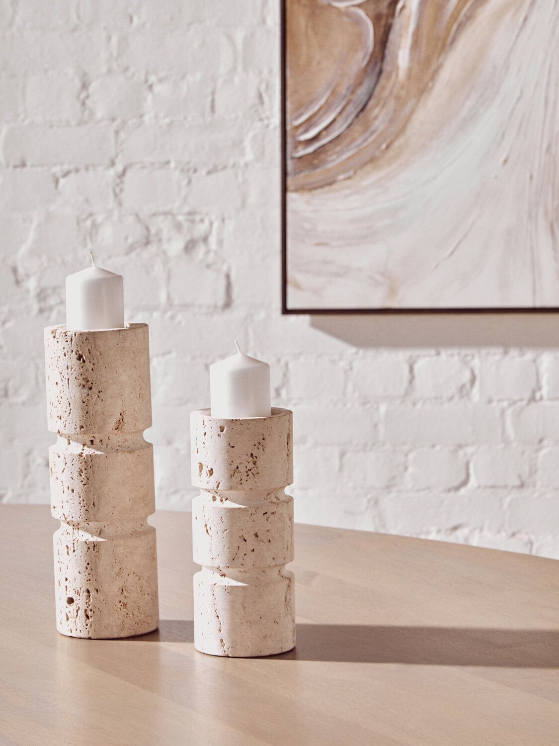 Image of Astratto Neutral Abstract Textured Wall Art - Lifestyle