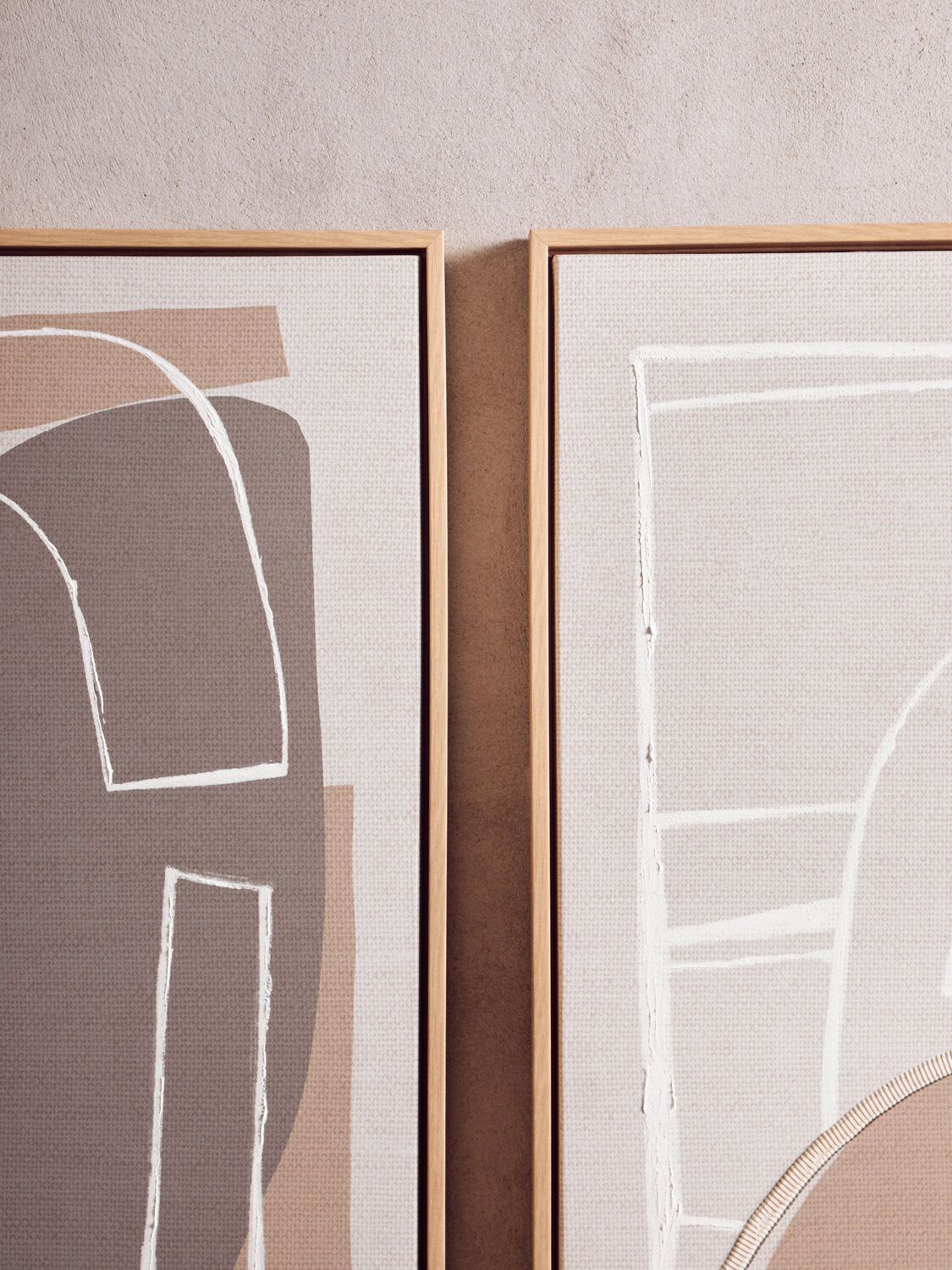 Image of Astratto Set of 2 Neutral Abstract Canvas Wall Art - Lifestyle