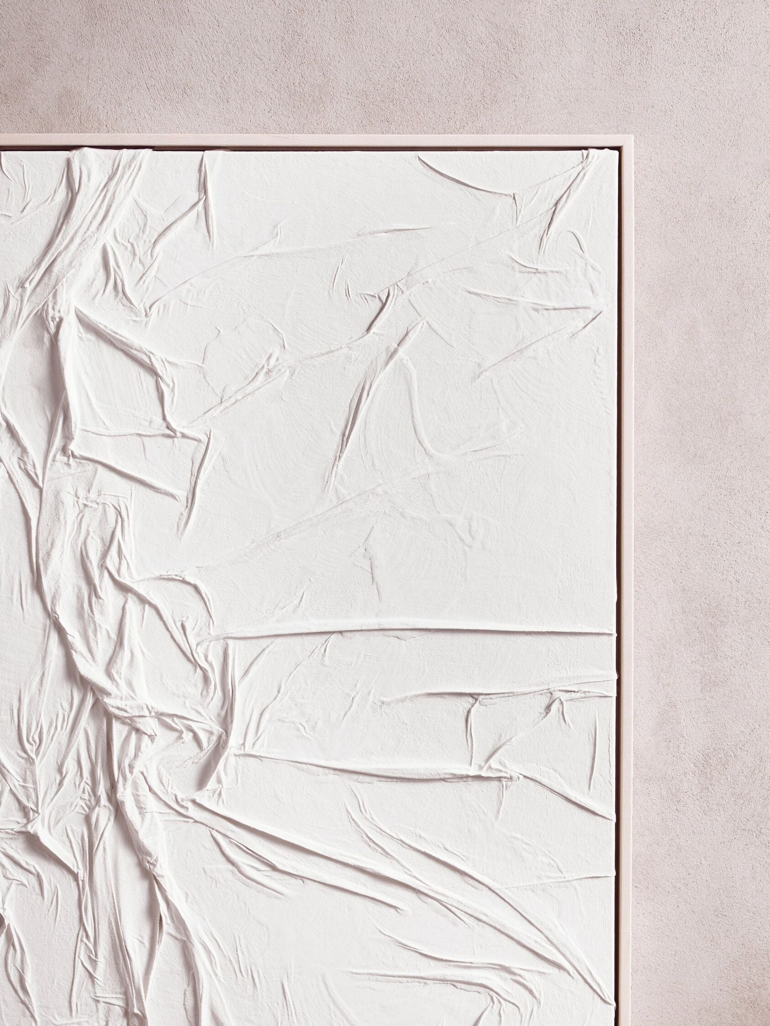 Image of Astratto White Hand Painted Sculptural Fabric Wall Art