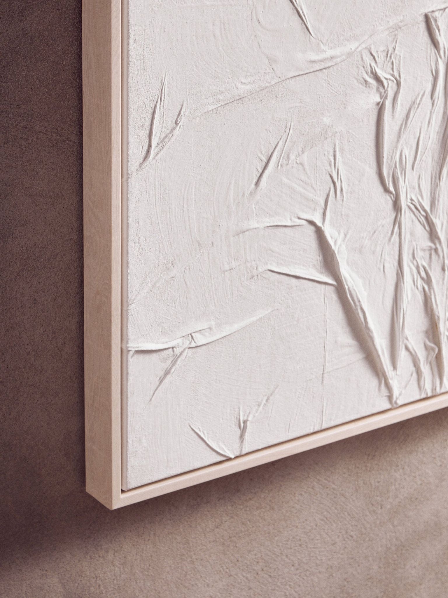 Image of Astratto White Hand Painted Sculptural Fabric Wall Art