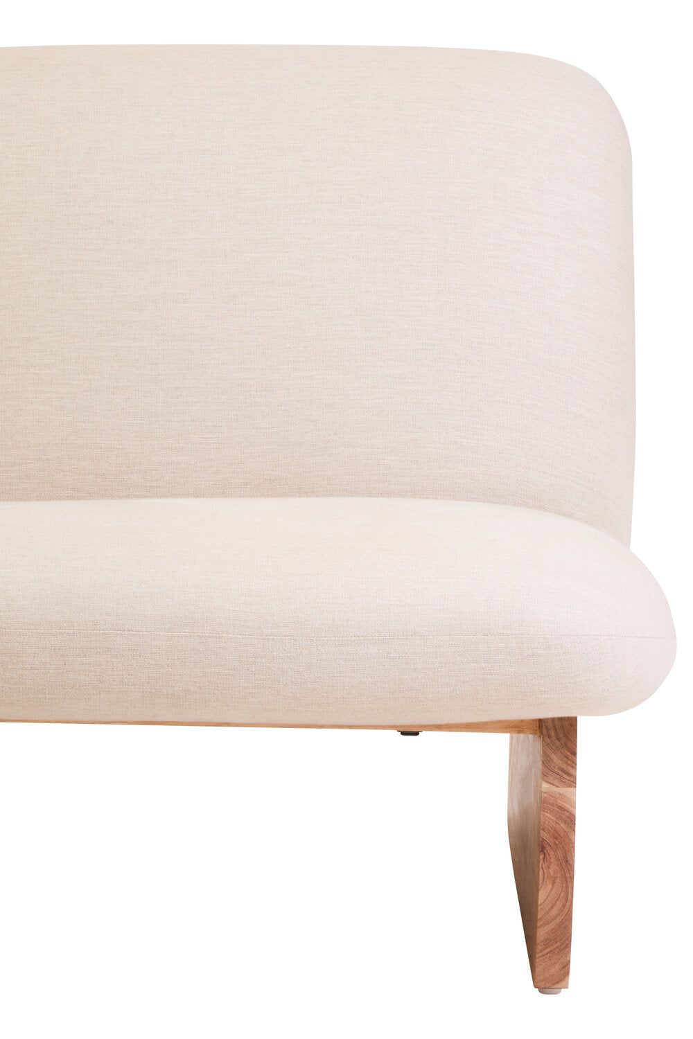 Image of Parova Cream Linen Textured Armless Chair With Wood Base - Macro