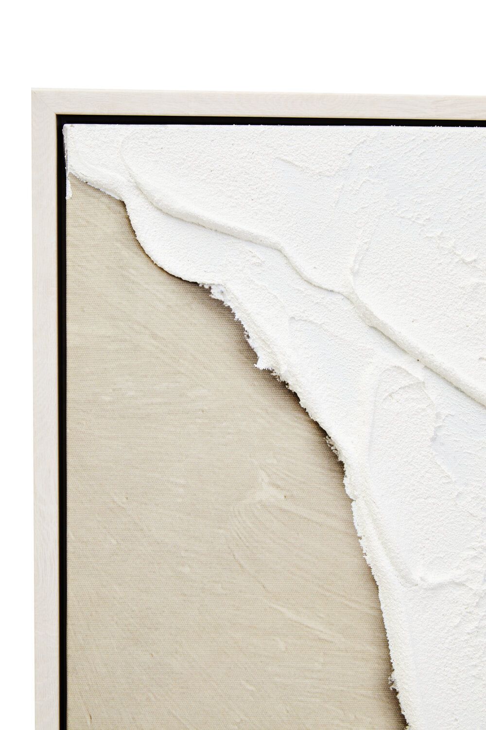 Image of Astratto Canvas Natural and White Textured Plaster Wall Art - Macro