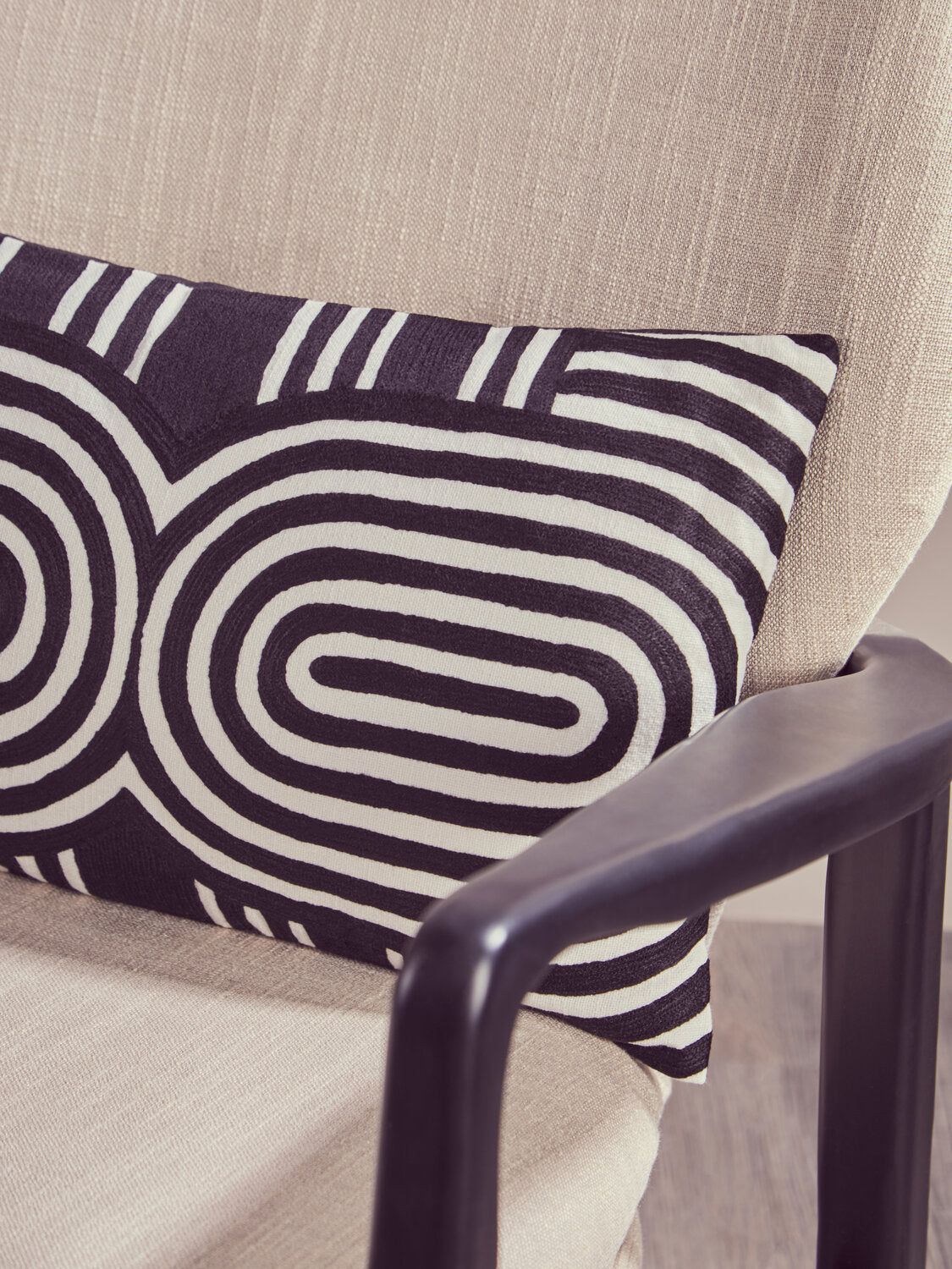 Image of Stockholm Beige Chair With Black Wooden Frame - Lifestyle