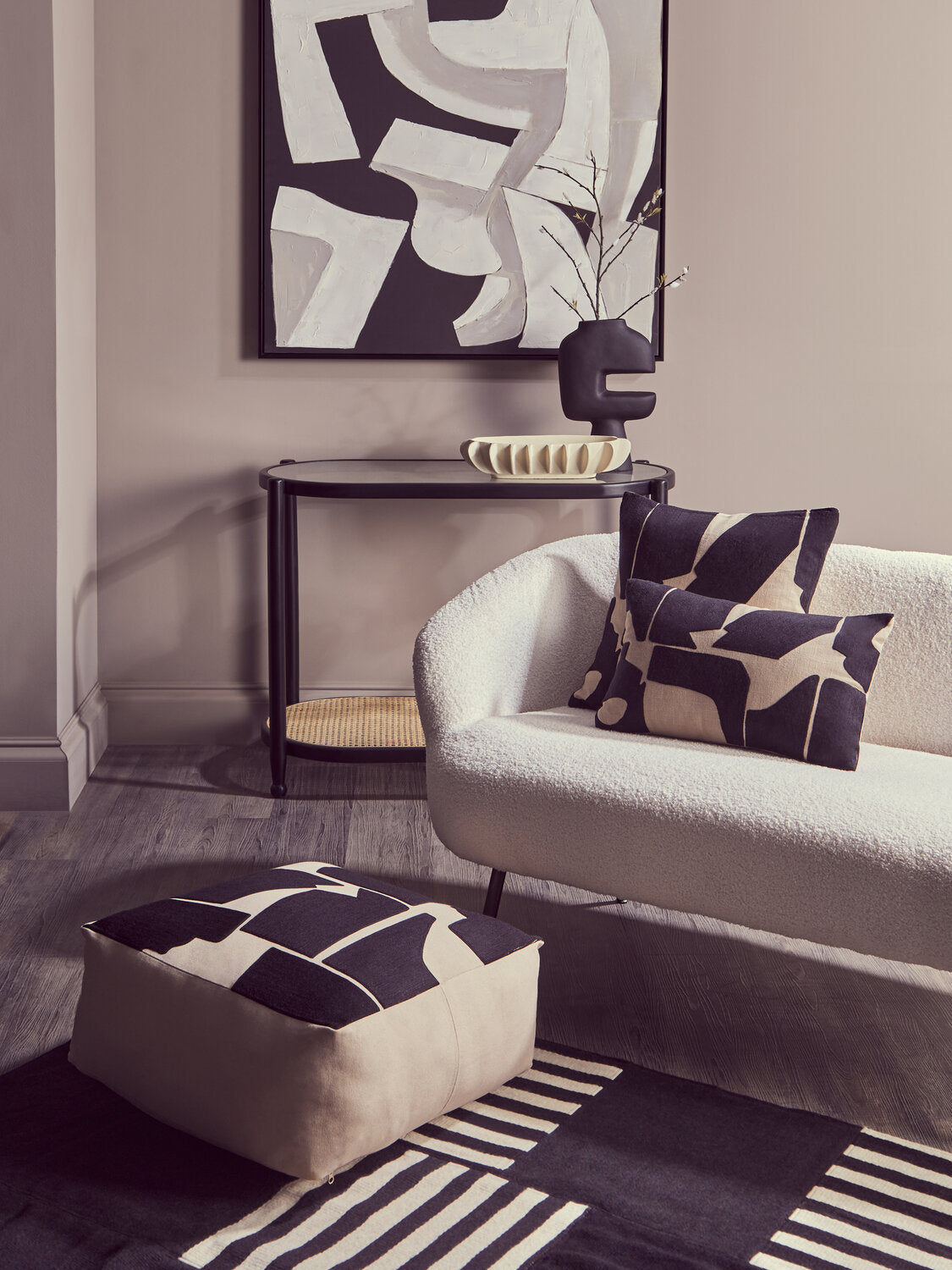 Image of Astratto Monochrome Abstract Textured Wall Art - Lifestyle