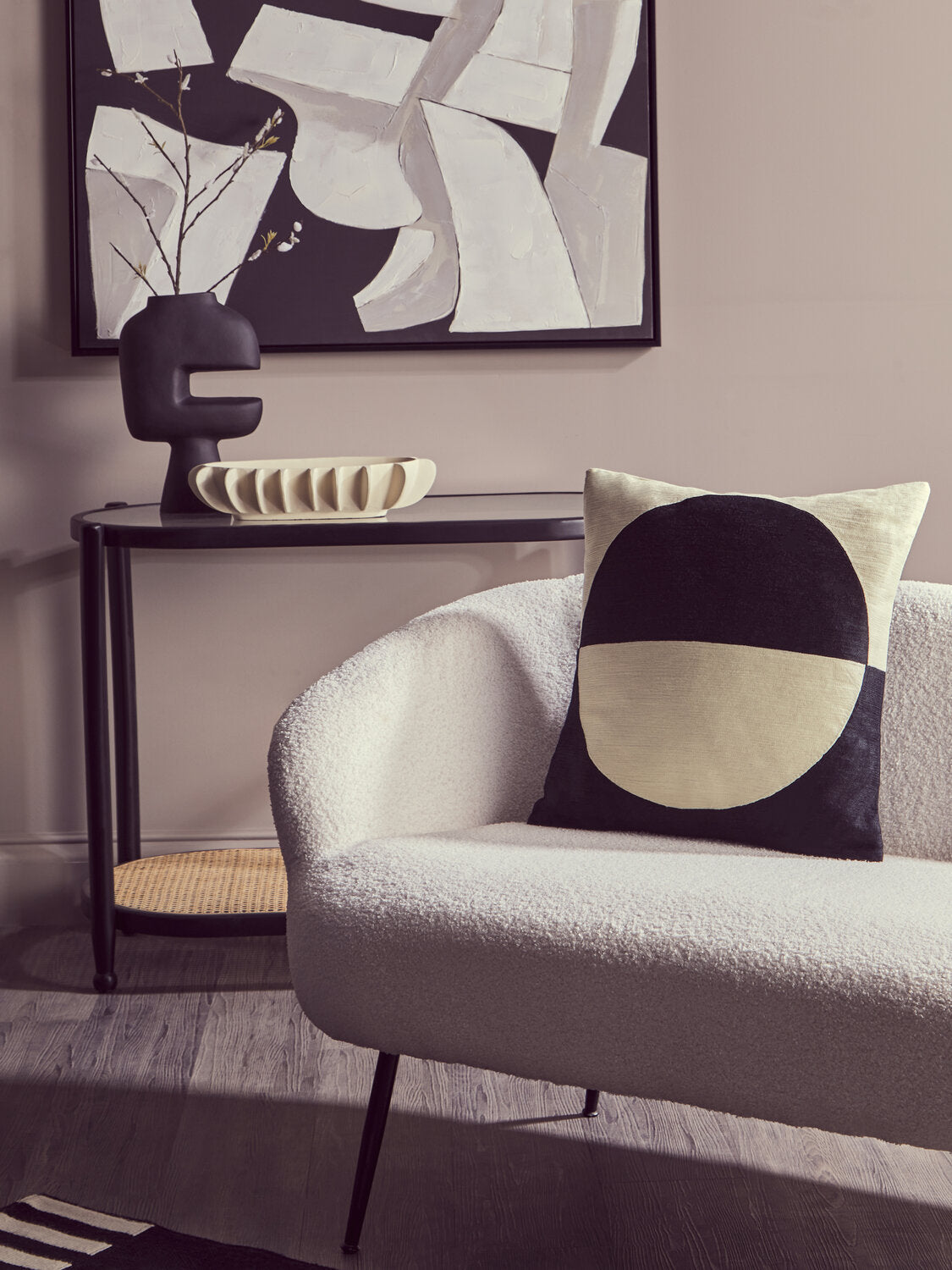 Image of Astratto Monochrome Abstract Textured Wall Art - Lifestyle