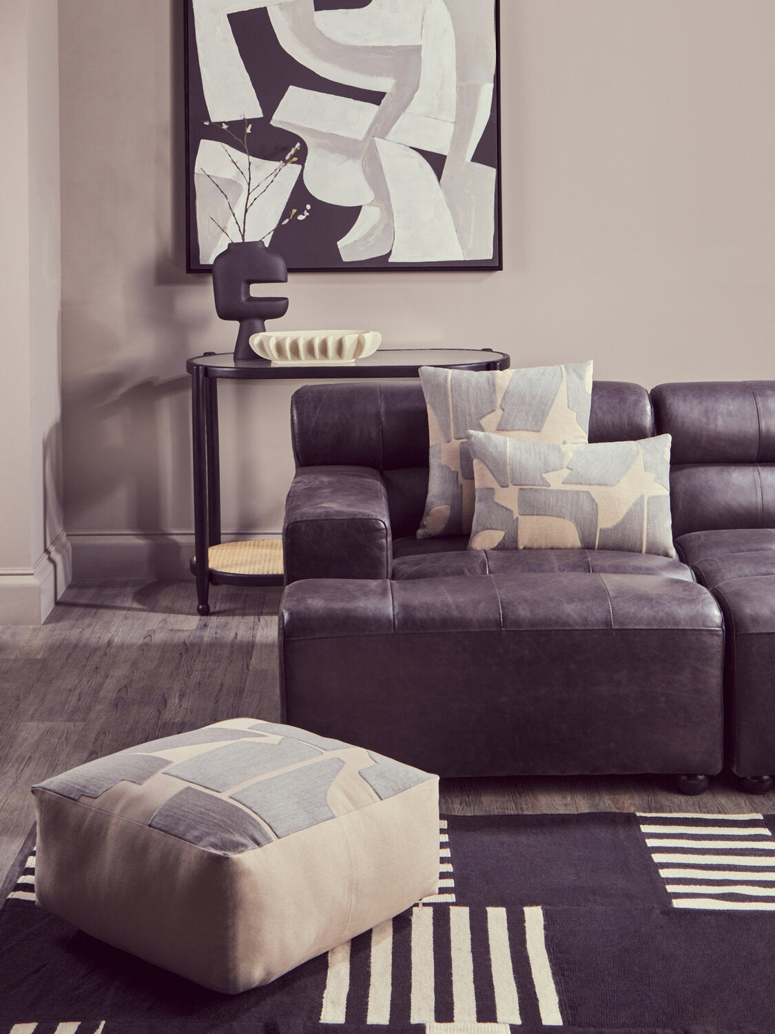 Image of Astratto Monochrome Abstract Textured Wall Art - Lifestyle