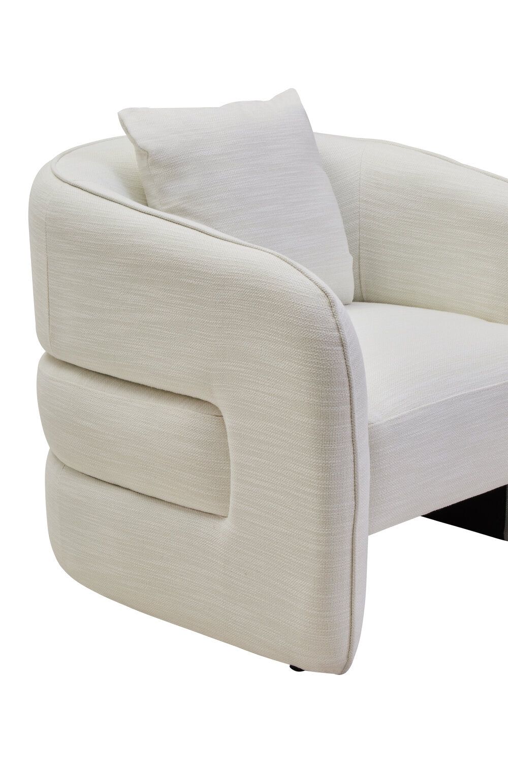 Image of Bilani Cream Linen Effect Curved Chair - Macro