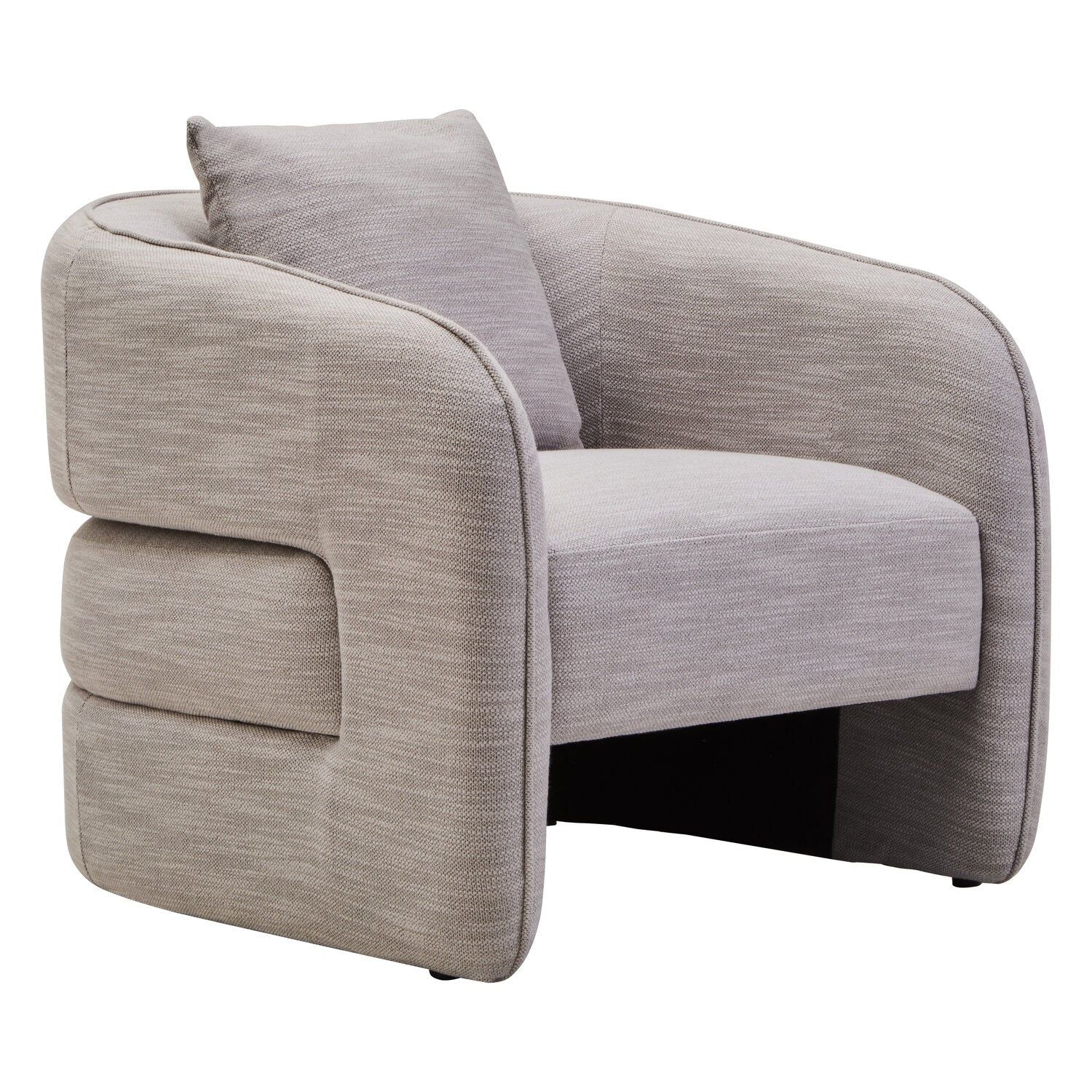 Image of Bilani Grey Linen Effect Curved Chair - Additional