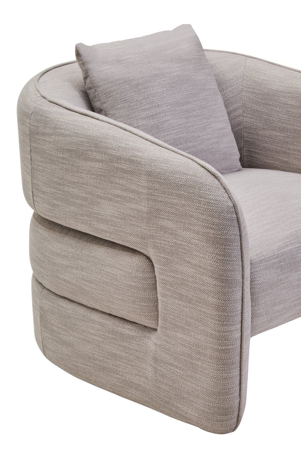Image of Bilani Grey Linen Effect Curved Chair - Macro