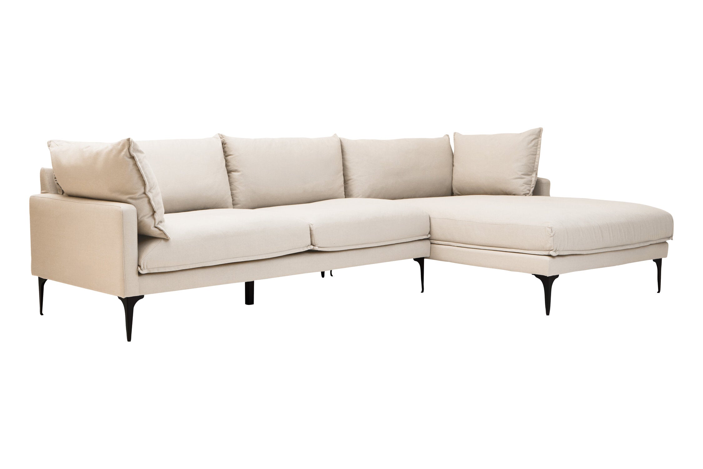 Image of Troyes Cream Three Seat Right Chaise Sofa