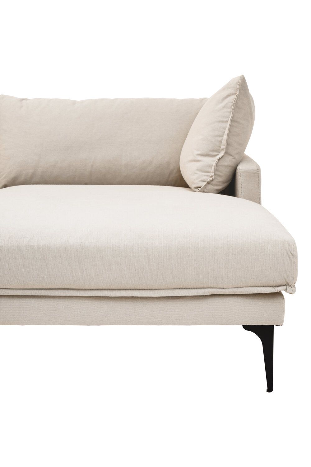 Image of Troyes Cream Three Seat Right Chaise Sofa - Macro