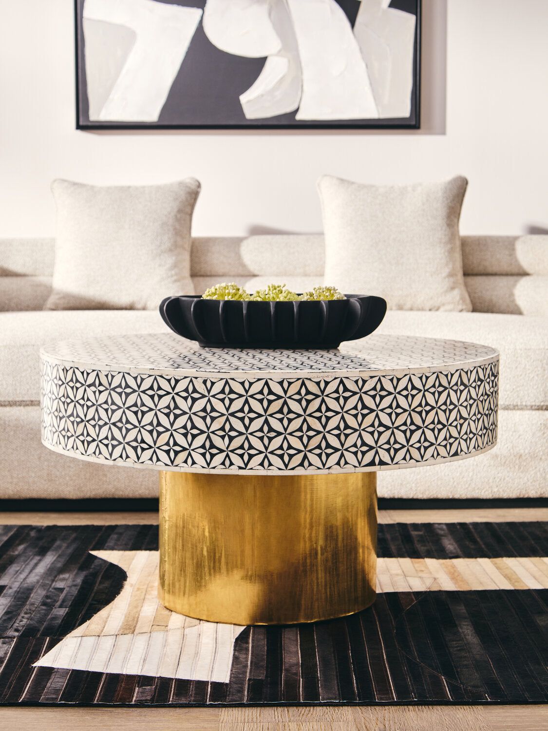 Image of Astratto Monochrome Abstract Textured Wall Art - Lifestyle
