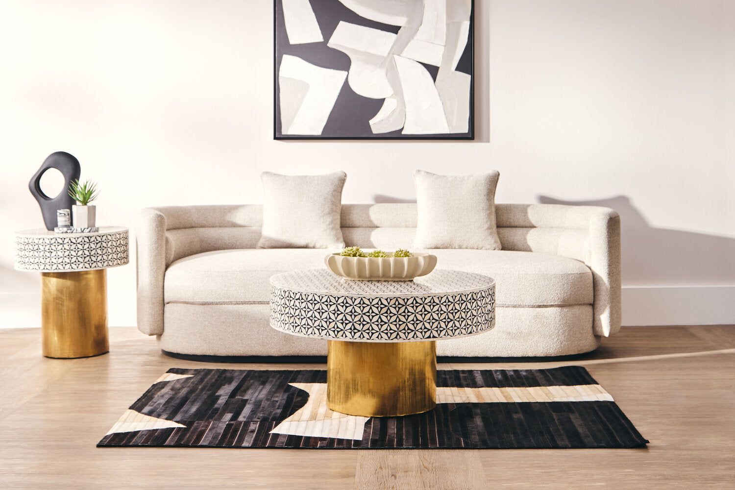 Image of Astratto Monochrome Abstract Textured Wall Art - Lifestyle