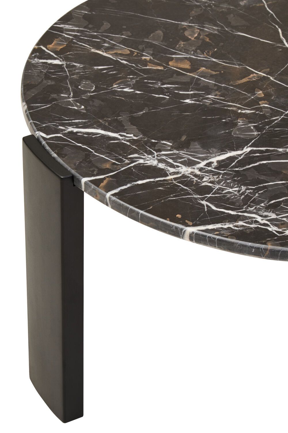 Image of Palermo Round Black Marble Top Large Coffee Table - Macro