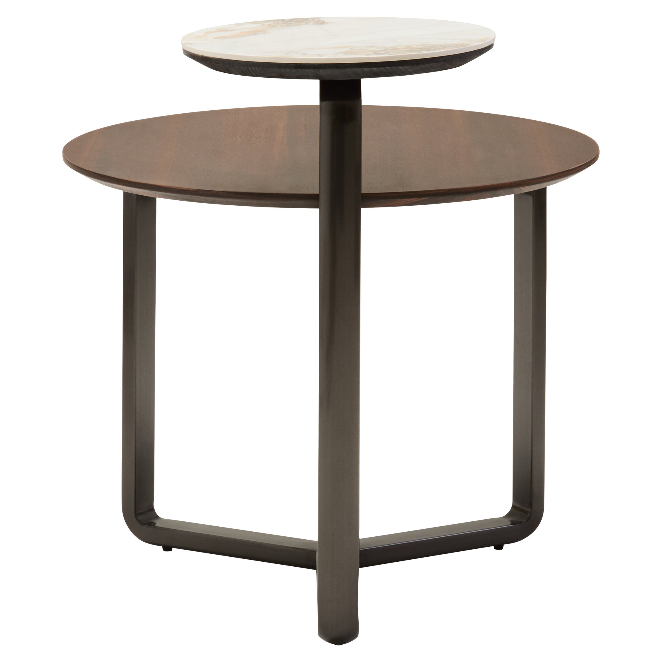 Image of Imperia 2 Tier Round Veneer and Ceramic Coffee Table