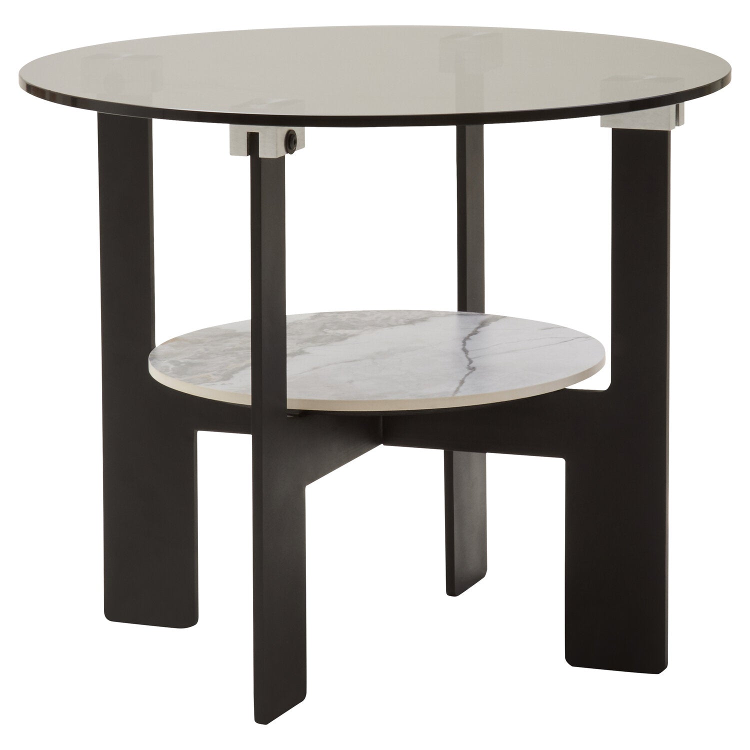 Image of Imperia Round Grey Glass And Ceramic Small Coffee Table - Additional