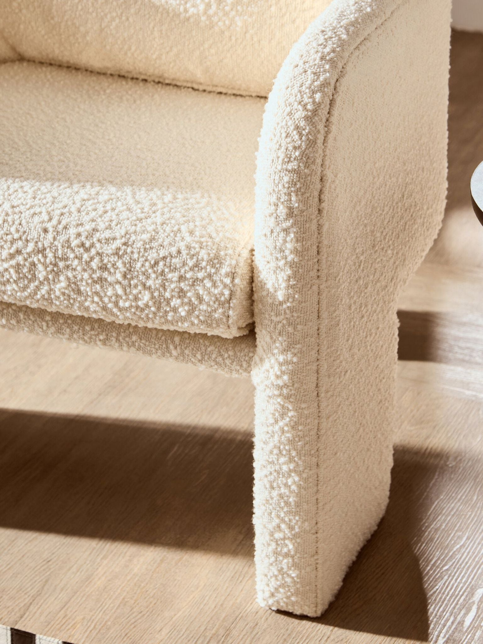 Image of Ozzero Ivory Boucle Curved Armchair