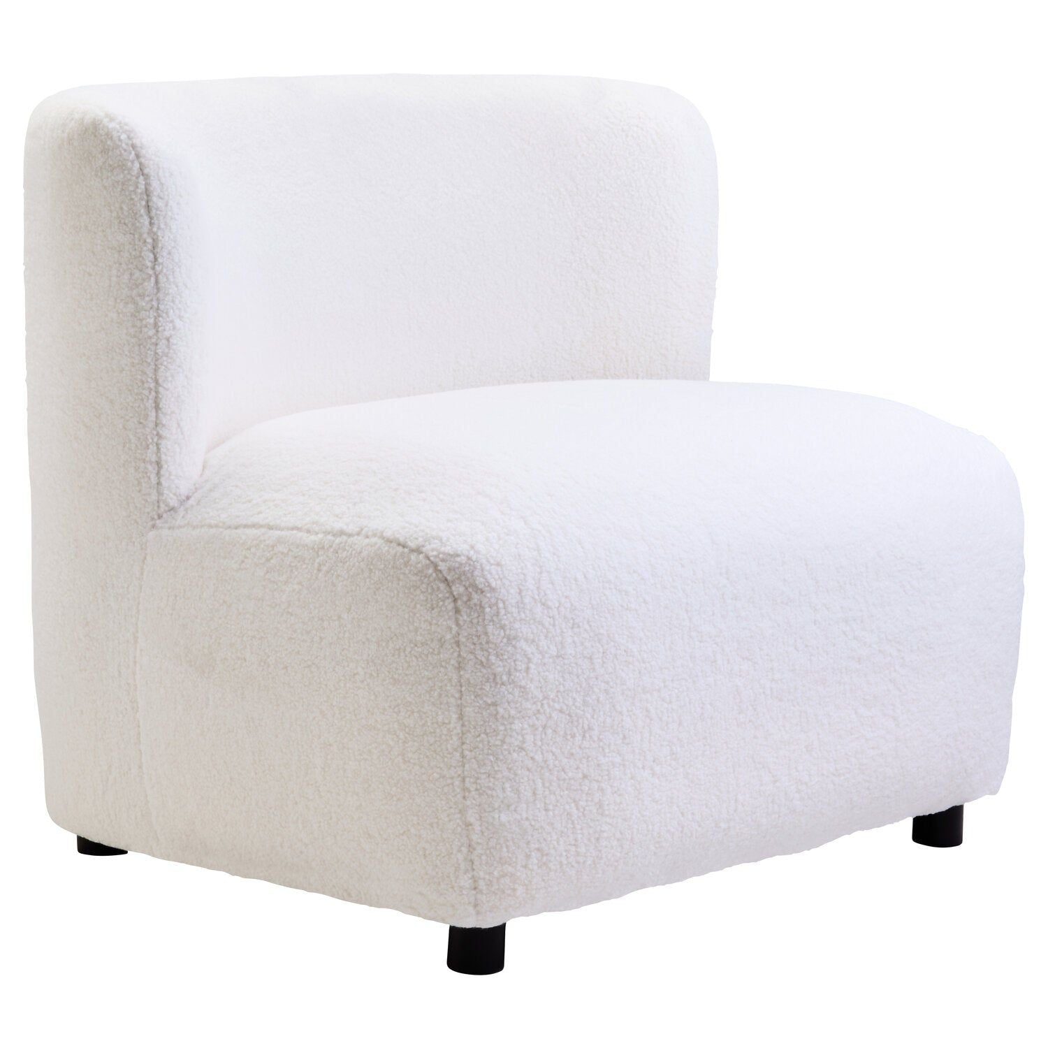 Image of Montreal Ivory Boucle Effect Armless Lounge Chair - Additional