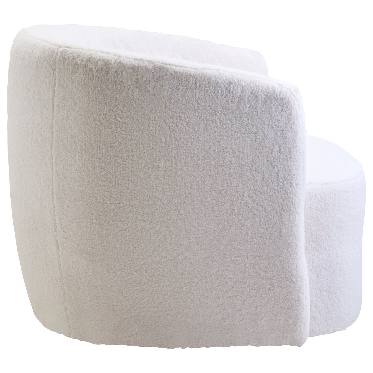 Image of Montreal Ivory Boucle Effect Curved Lounge Chair With Swivel Base - Additional
