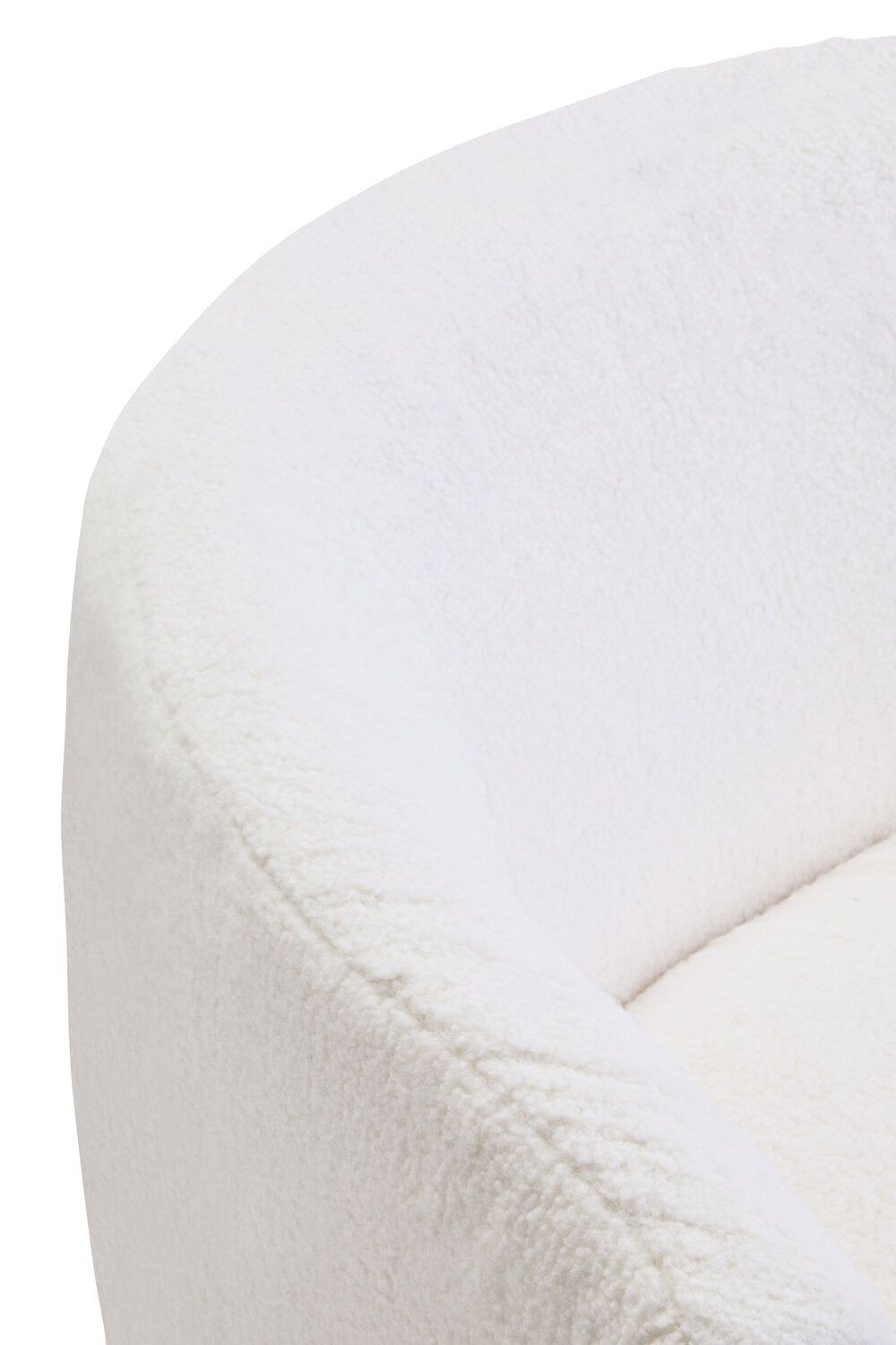 Image of Montreal Ivory Boucle Effect Curved Lounge Chair With Swivel Base - Macro